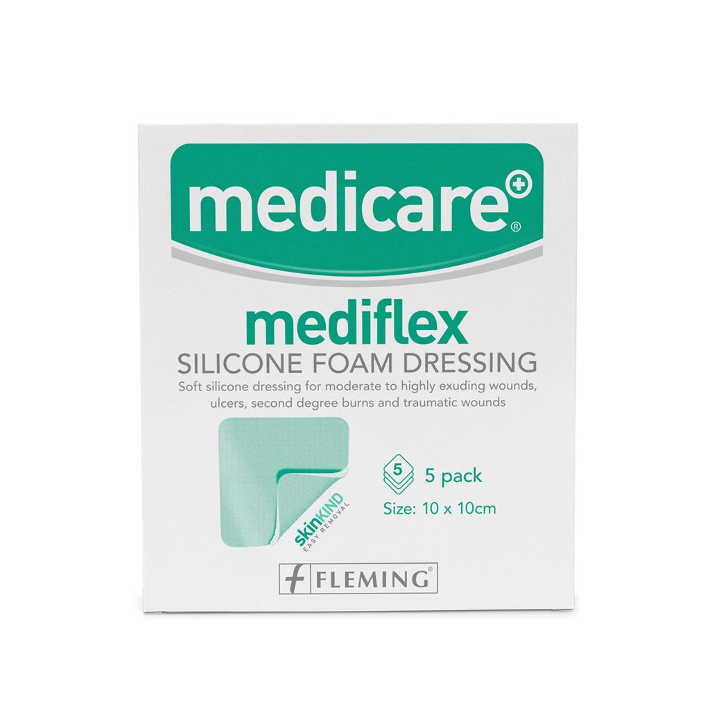 MEDIFLEX SILICONE FOAM DRESSING 10CM X 10CM (BOX OF 5)