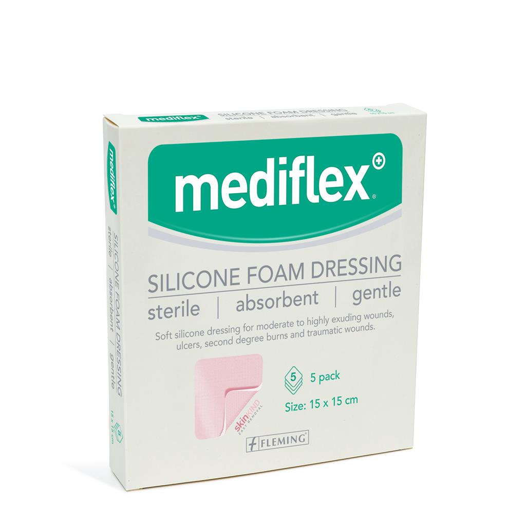MEDIFLEX SILICONE FOAM DRESSING 15CM X 15CM (BOX OF 5)