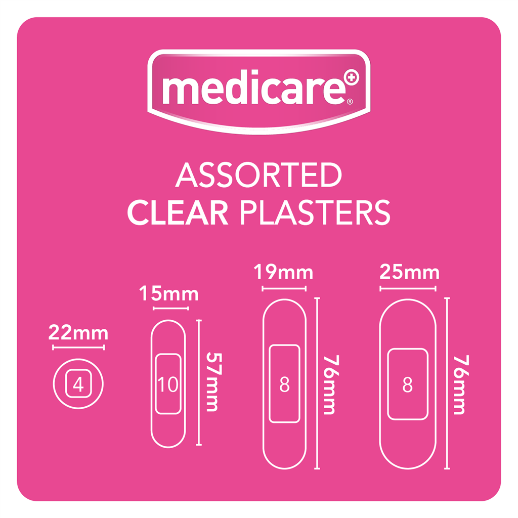 MEDICARE ASSORTED TRANSPARENT PLASTERS 30'S (DISPLAY OF 10)