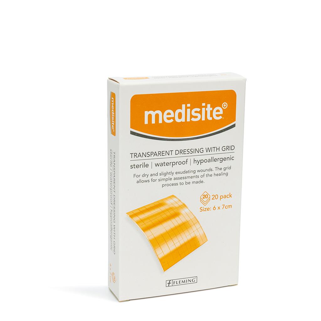 MEDISITE TRANSPARENT DRESSING GRID 6 X 7CM (BOX OF 20)