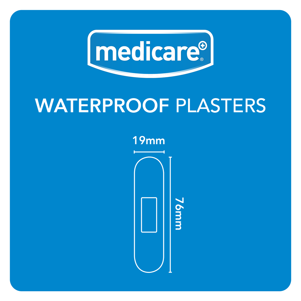 MEDICARE WATERPROOF PLASTERS 19X72MM 100's