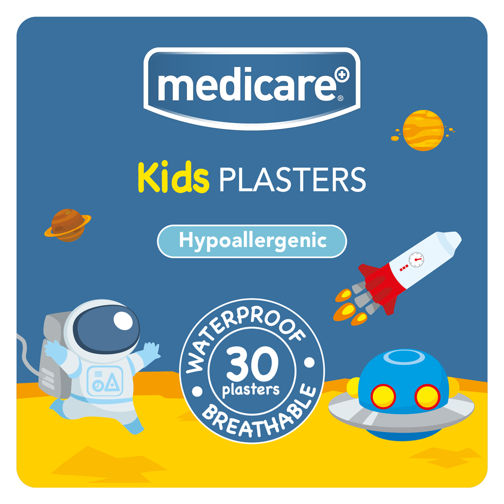 MEDICARE WATERPROOF KIDS PLASTERS 30`S (FUN SPACESHIP) (DISPLAY OF 10)