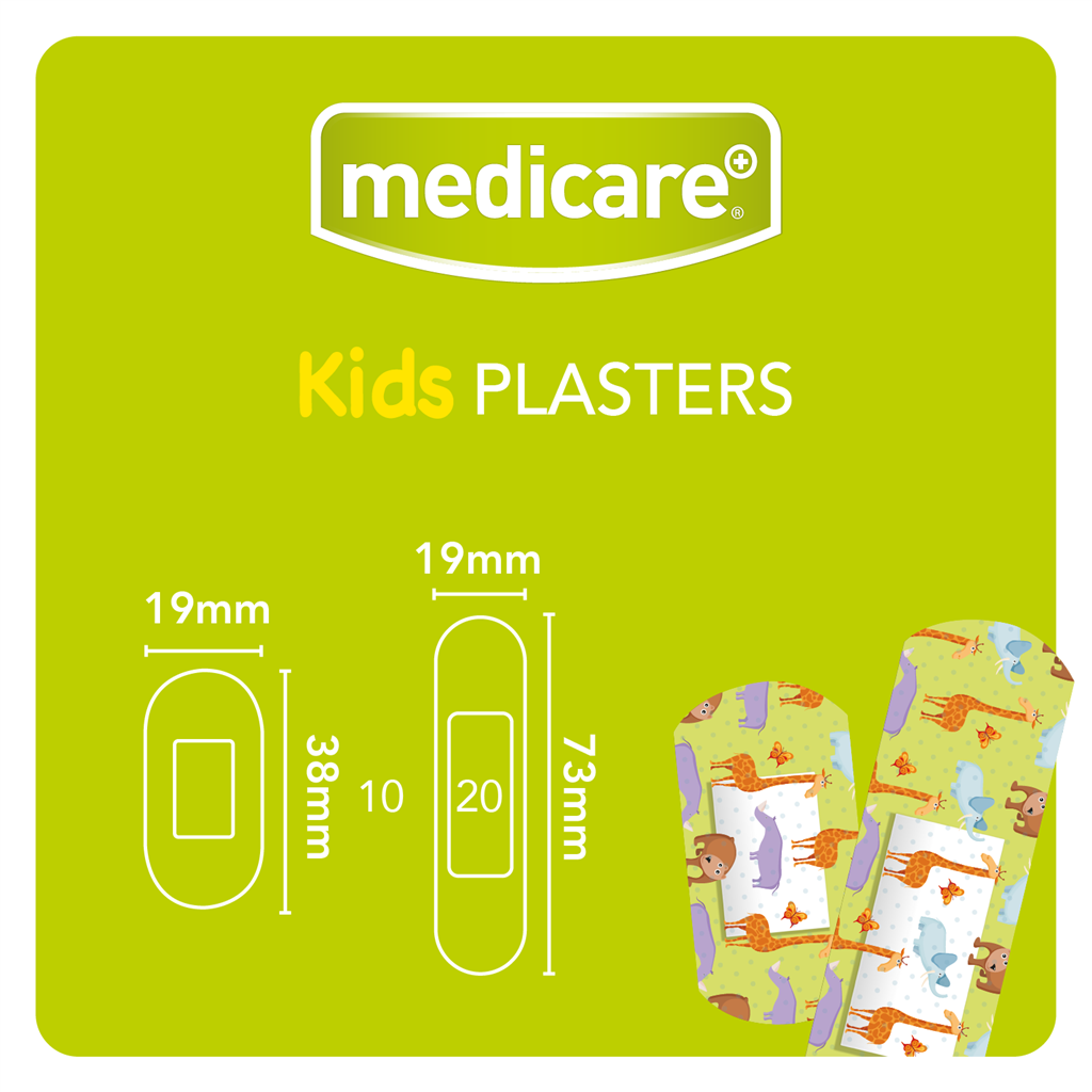 MEDICARE WATERPROOF KIDS PLASTERS 30`S (FUN ANIMAL) (DISPLAY OF 10)