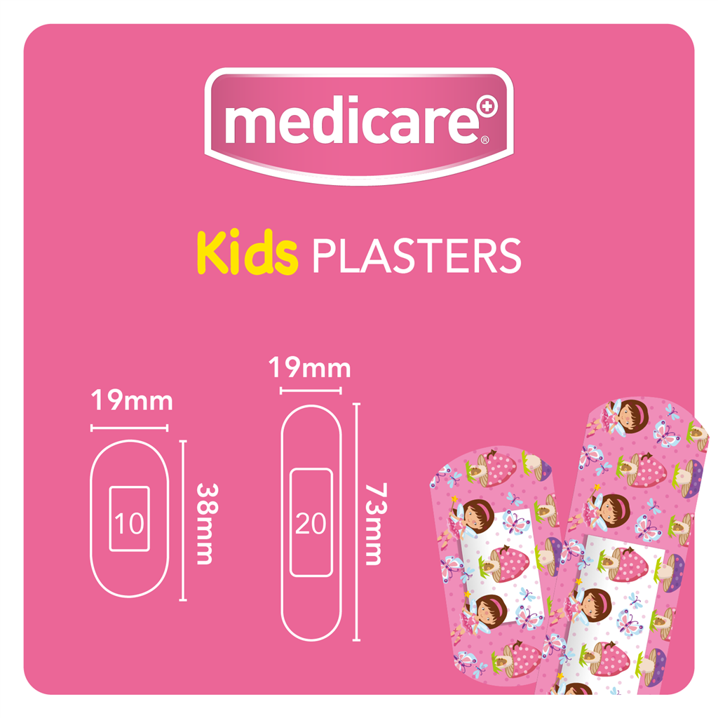 MEDICARE WATERPROOF KIDS PLASTERS 30`S (FUN FAIRIES PATTERN)