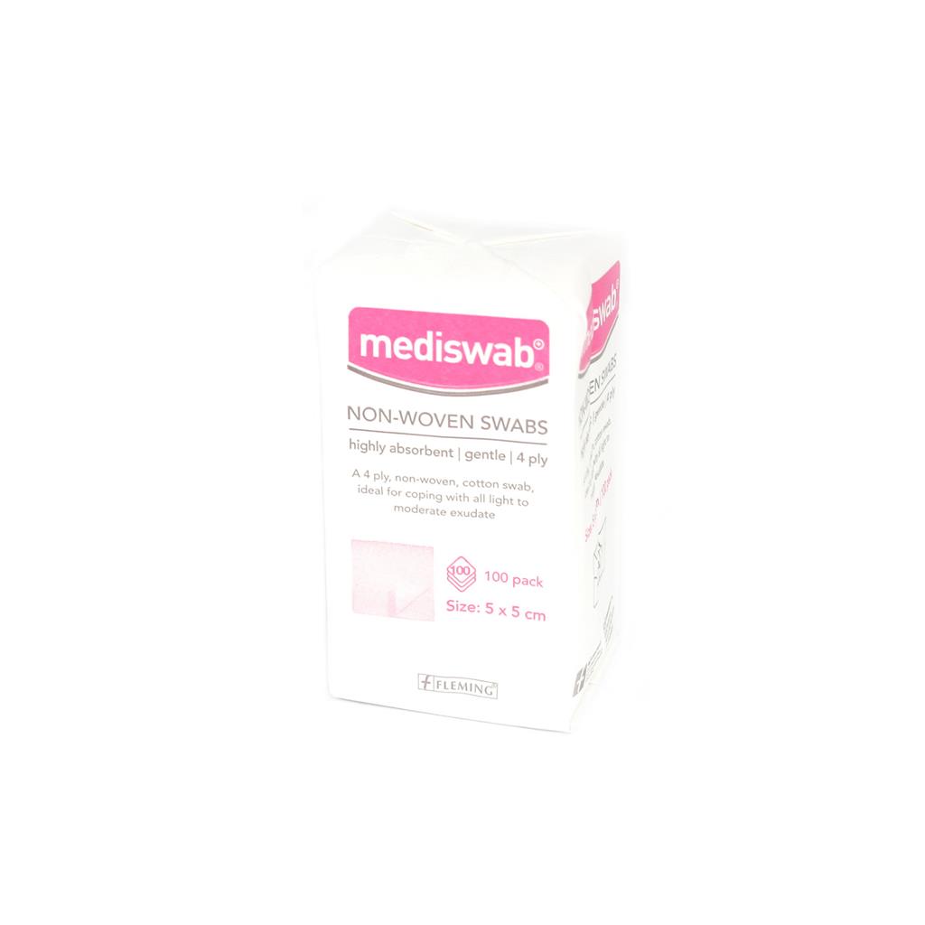 MEDISWAB  NON-STERILE NON-WOVEN SWABS 4PLY 5 X 5CM 100'S