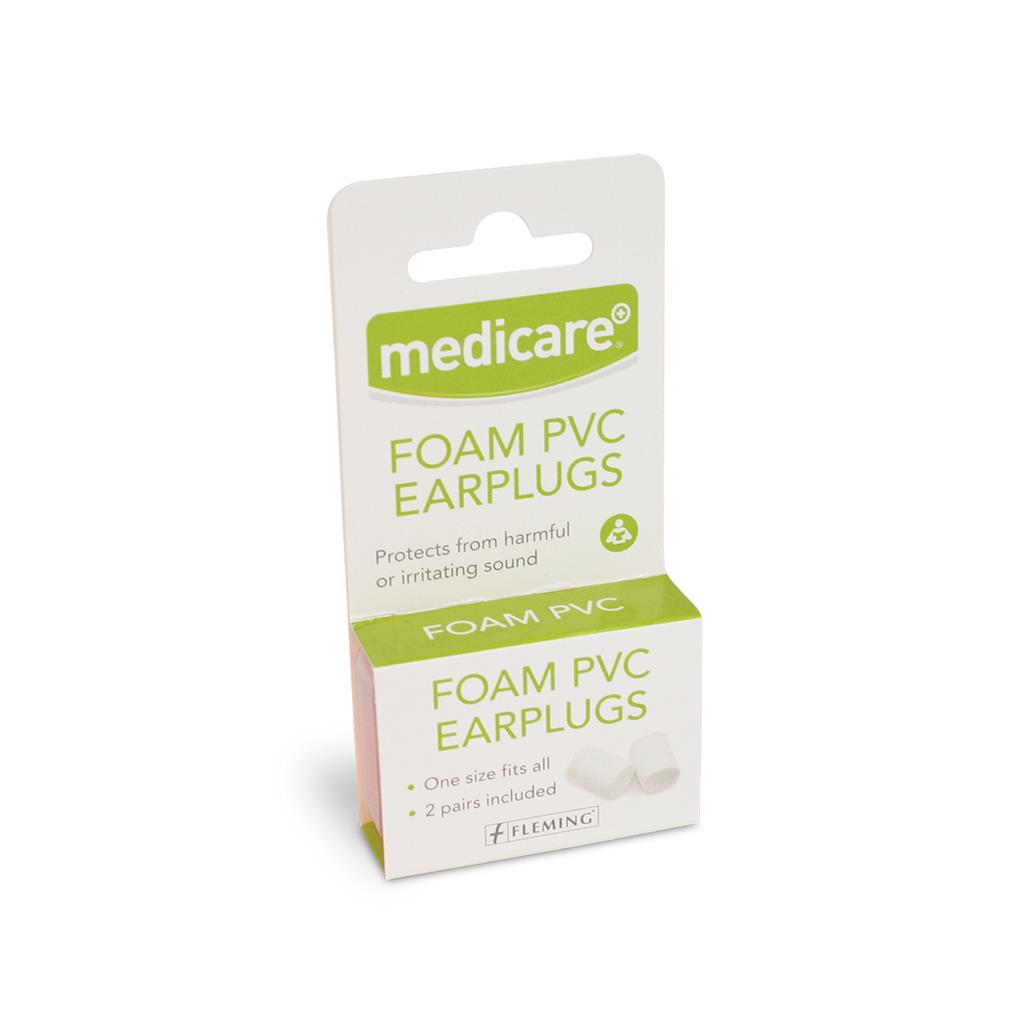 MEDICARE FOAM PVC EAR PLUGS (2 PAIRS)