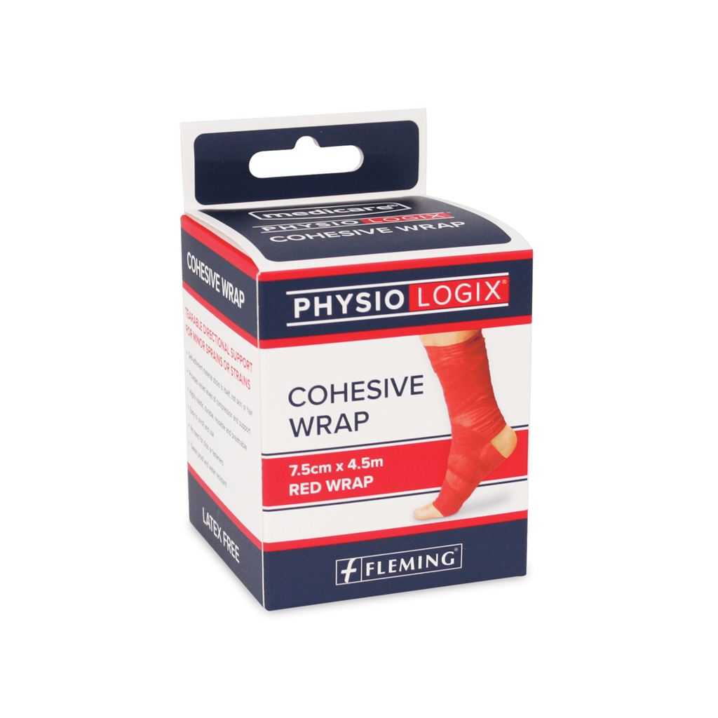 PHYSIOLOGIX COHESIVE BANDAGE RED 7.5CM x 4.5M