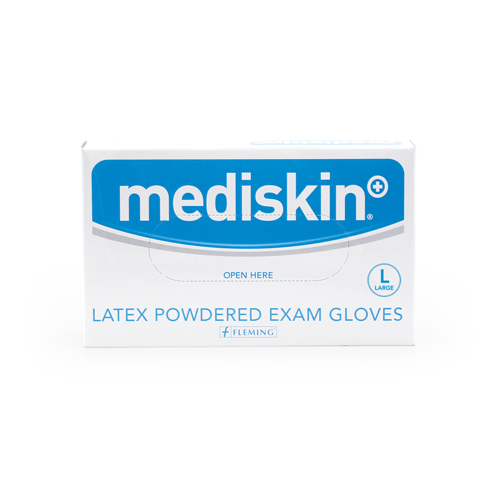 MEDISKIN LATEX GLOVES LIGHTLY POWDERED LARGE (100's)