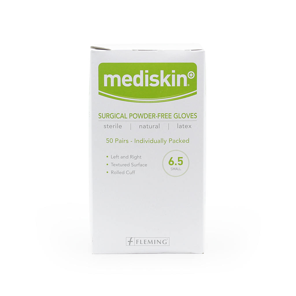 MEDISKIN SURGICAL STERILE POWDER-FREE GLOVES - SIZE 6.5 SMALL 50 PAIRS