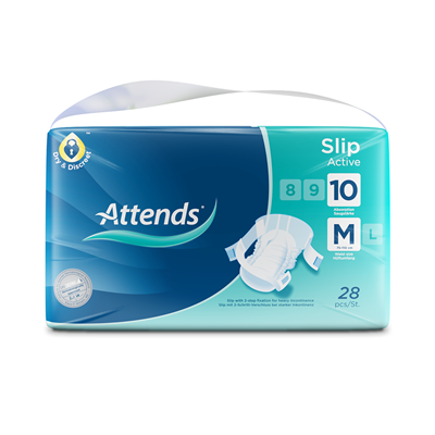 ATTENDS SLIP ACTIVE DIAPER LEVEL 10 MEDIUM 28's