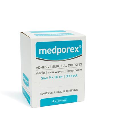 MEDPOREX ADHESIVE SURGICAL DRESSING 9X30CM (BOX OF 30)