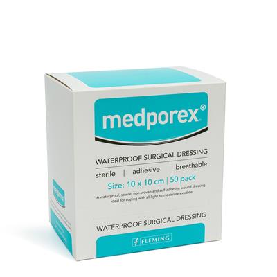 MEDPOREX WATERPROOF SURGICAL DRESSING 10X10CM (BOX OF 50)