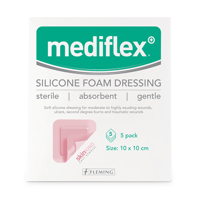 MEDIFLEX SILICONE FOAM DRESSING 10CM X 10CM (BOX OF 5)