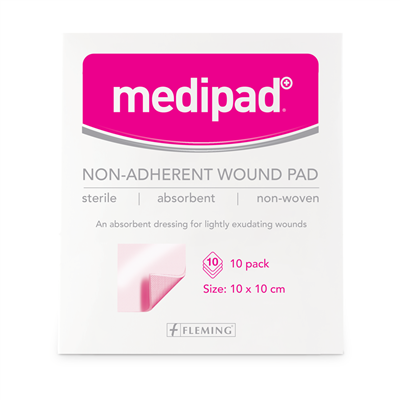 MEDIPAD STERILE NON ADHERENT PAD 10X10CM (BOX OF 10)