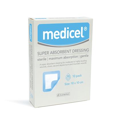 MEDICEL SUPER ABSORBENT PAD 10CM X 10CM (BOX OF 10)