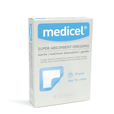 MEDICEL SUPER ABSORBENT PAD 10CM X 15CM (BOX OF 10)