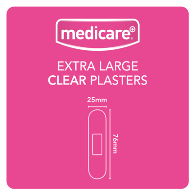 MEDICARE EXTRA LARGE TRANSPARENT PLASTERS 30'S (DISPLAY OF 10)