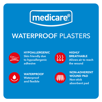 MEDICARE WATERPROOF PLASTERS 19X72MM 100's