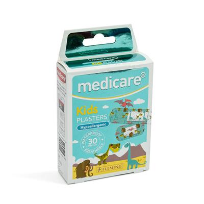 MEDICARE WATERPROOF KIDS PLASTERS 30`S (FUN DINOSAUR ) (DISPLAY OF 10)