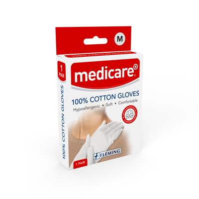 MEDICARE WHITE COTTON GLOVES MEDIUM