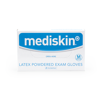 MEDISKIN LATEX GLOVES LIGHTLY POWDERED MEDIUM (100's)