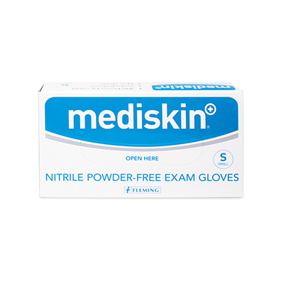 MEDISKIN BLUE POWDERFREE NITRILE GLOVES SMALL (100's)