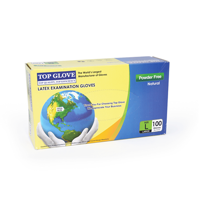 TOPGLOVE LATEX POWDERFREE GLOVES LARGE (100s)